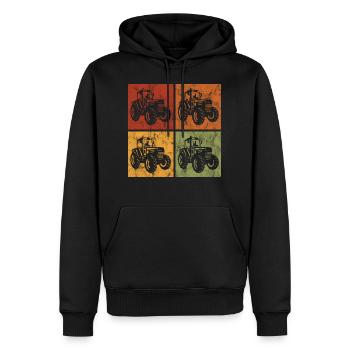Traktor Trecker Bauer Traktoren Retro Bauernhof - Männer Premium Bio Hoodie - Schwarz - Vorne - Nico (187cm)