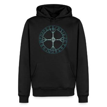 Symbole Viking Rune Algiz Odin Thor Loki Asgard - Sweat à capuche Premium bio Homme - noir - Devant - Nico (187cm)