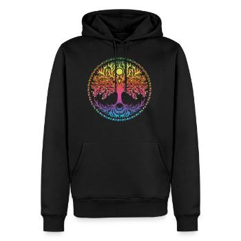 Baum des Lebens, Yggdrasil, Keltisches Symbol, - Männer Premium Bio Hoodie - Schwarz - Vorne - Nico (187cm)