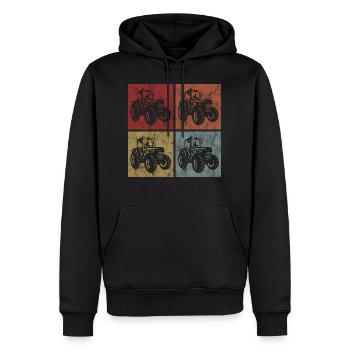 Bauer Retro Traktor Bauernhof Trecker Traktoren - Männer Premium Bio Hoodie - Schwarz - Vorne - Nico (187cm)