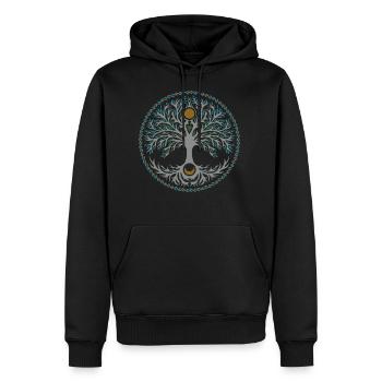 Baum des Lebens, Yggdrasil, Keltisches Symbol, - Männer Premium Bio Hoodie - Schwarz - Vorne - Nico (187cm)