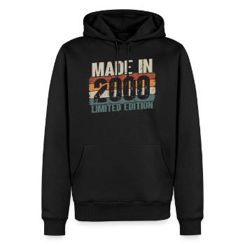 Jahrgang 2000 geboren 21 Geburtstag - Männer Premium Bio Hoodie - Schwarz - Vorne - Nico (187cm)