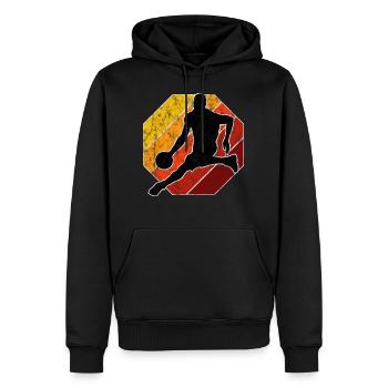Basket-ball basket-ball basketteur rétro - Sweat à capuche Premium bio Homme - noir - Devant - Nico (187cm)