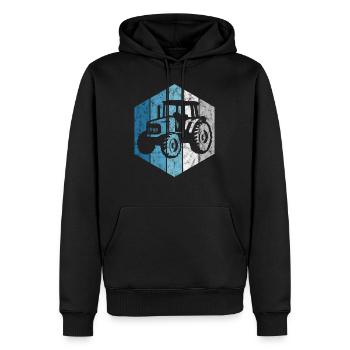 Bauernhof Traktoren Trecker Bauer Retro Traktor - Männer Premium Bio Hoodie - Schwarz - Vorne - Nico (187cm)
