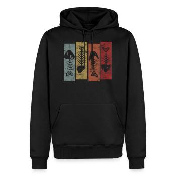 Angeln Angeler Fischen Fischer Fisch Retro - Männer Premium Bio Hoodie - Schwarz - Vorne - Nico (187cm)