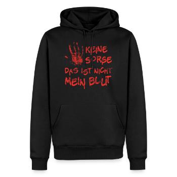 Halloween - Keine Sorge, das ist nicht mein Blut - Männer Premium Bio Hoodie - Schwarz - Vorne - Nico (187cm)