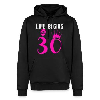 La vie commence à 30, 30 ans - Sweat à capuche Premium bio Homme - noir - Devant - Nico (187cm)
