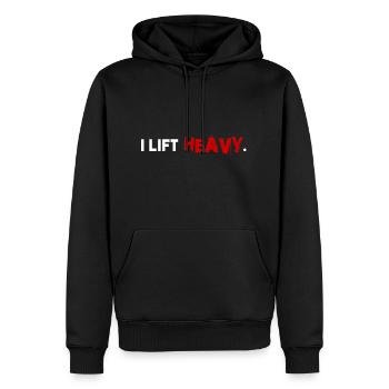 I Lift Heavy (white/red) - Men’s Premium Organic Hoodie - black - Front - Nico (187cm)
