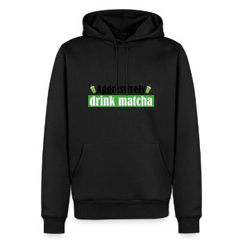 Drink Matcha Aggressively/Funny Matcha Gift/Matcha - Sweat à capuche Premium bio Homme - noir - Devant - Nico (187cm)