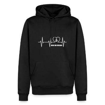 Moin - Männer Premium Bio Hoodie - Schwarz - Vorne - Nico (187cm)