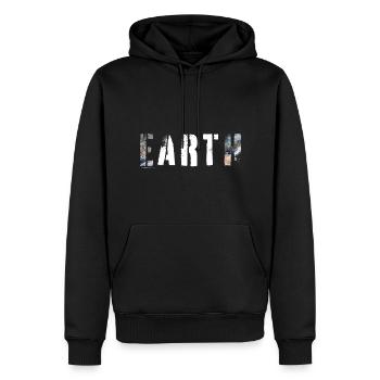 ERDKUNST - Männer Premium Bio Hoodie - Schwarz - Vorne - Nico (187cm)