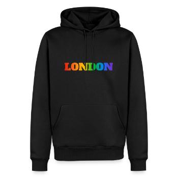 Londoner Regenbögen - Männer Premium Bio Hoodie - Schwarz - Vorne - Nico (187cm)