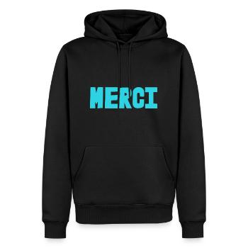 MERCI. MAÎTRESSE. MAÎTRE. MERCI MAÎTRESSE. MAITRE - Sweat à capuche Premium bio Homme - noir - Devant - Nico (187cm)