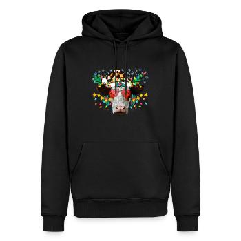 Weihnachtskuh, Westliche Weihnachten, Weihnachten - Männer Premium Bio Hoodie - Schwarz - Vorne - Nico (187cm)
