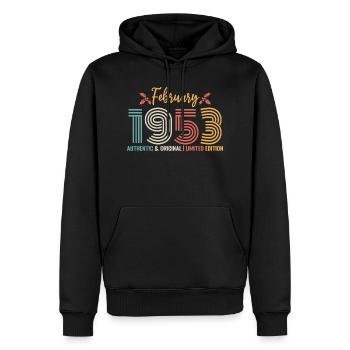 Februar 1953 Geburtstag Februar 1953 Retro - Männer Premium Bio Hoodie - Schwarz - Vorne - Nico (187cm)