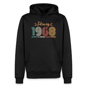 Février 1968 anniversaire Février 1968 rétro - Sweat à capuche Premium bio Homme - noir - Devant - Nico (187cm)