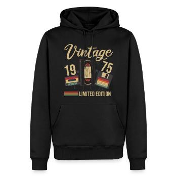 50e anniversaire célébrant les amis - Sweat à capuche Premium bio Homme - noir - Devant - Nico (187cm)