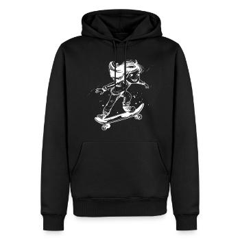 Dessin de fille en skateboard - Sweat à capuche Premium bio Homme - noir - Devant - Nico (187cm)