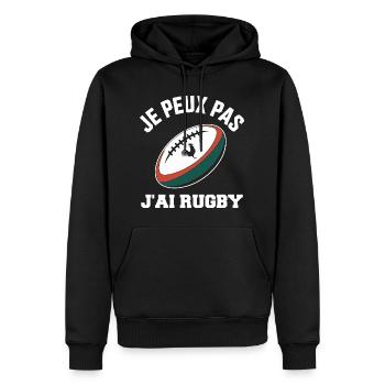 Ich kann nicht, ich habe Rugby. - Männer Premium Bio Hoodie - Schwarz - Vorne - Nico (187cm)