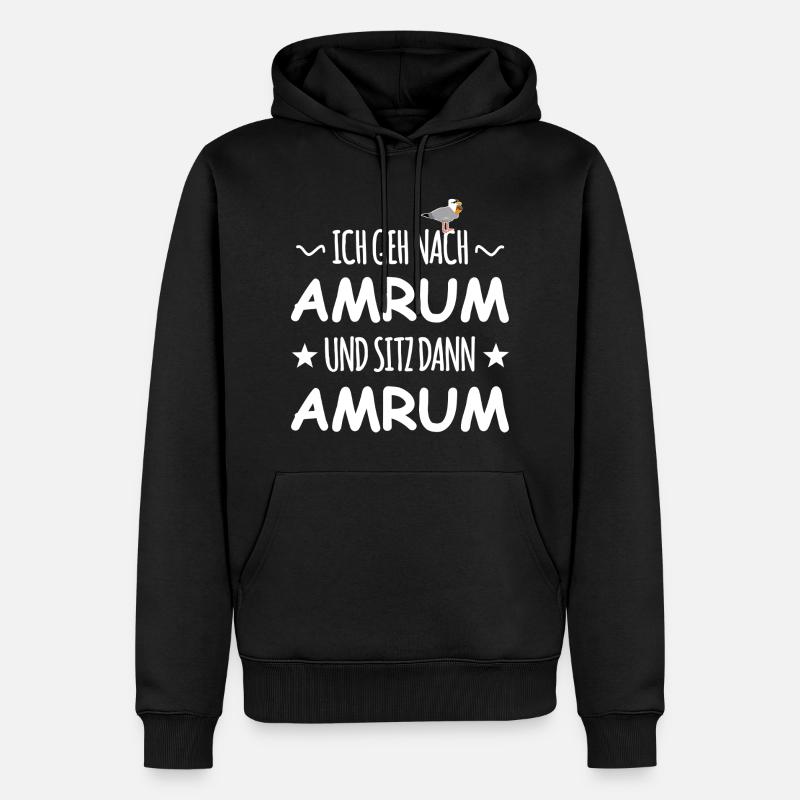 Amrum mit Schnaps Möwe - Männer Premium Bio Hoodie - Schwarz