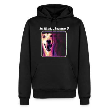 Ist das Haus – Funny Dog Festival EDM Haus - Männer Premium Bio Hoodie - Schwarz - Vorne - Nico (187cm)