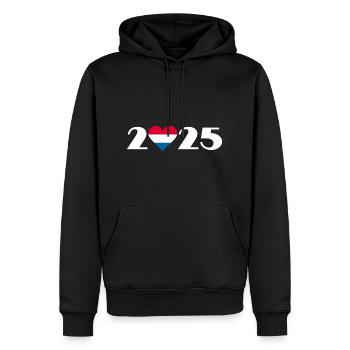 J’aime Pays-Bas 2025, vacances aux Pays-Bas 2025 - Sweat à capuche Premium bio Homme - noir - Devant - Nico (187cm)