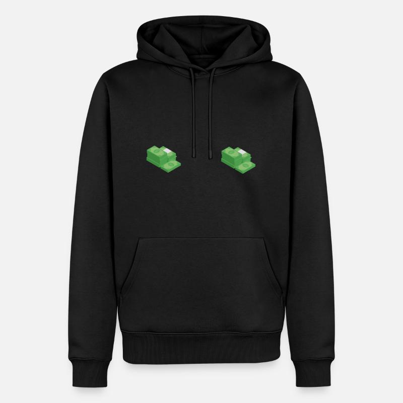 Geldschein auf Brust - Männer Premium Bio Hoodie - Schwarz