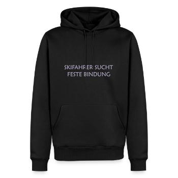 Skifahrer sucht feste Bindung - cooles Motiv - Männer Premium Bio Hoodie - Schwarz - Vorne - Nico (187cm)