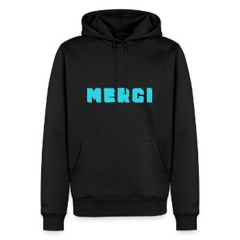MAÎTRESSE. MAITRE. MERCI. MERCI MAÎTRESSE. MAITRE - Sweat à capuche Premium bio Homme - noir - Devant - Nico (187cm)
