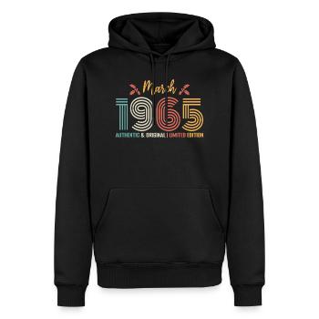 Mars 1965 anniversaire Mars 1965 rétro - Sweat à capuche Premium bio Homme - noir - Devant - Nico (187cm)