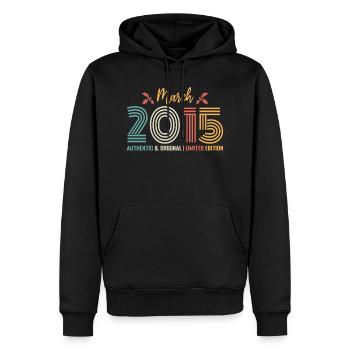 Mars 2015 anniversaire Mars 2015 rétro - Sweat à capuche Premium bio Homme - noir - Devant - Nico (187cm)