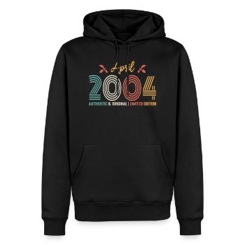 April 2004 Retro-Jubiläum April 2004 - Männer Premium Bio Hoodie - Schwarz - Vorne - Nico (187cm)