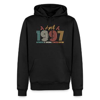 Avril 1997 anniversaire Avril 1997 rétro - Sweat à capuche Premium bio Homme - noir - Devant - Nico (187cm)