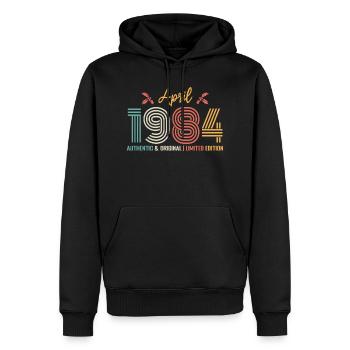 April 1984 Birthday April 1984 Retro - Men’s Premium Organic Hoodie - black - Front - Nico (187cm)