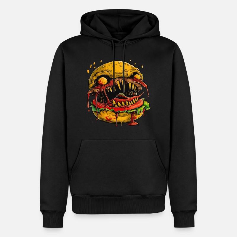 Burger Halloween Effrayant - Sweat à capuche Premium bio Homme - noir