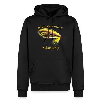 Helmsdale doctor salmon fly - Men’s Premium Organic Hoodie - black - Front - Nico (187cm)