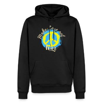 Paix Liebe Frieden faire l’amour pas la guerre Ukraine - Sweat à capuche Premium bio Homme - noir - Devant - Nico (187cm)