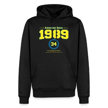 Awesome 1989 Chemise pour Homme Femmes 34 ans 34ème - Sweat à capuche Premium bio Homme - noir - Devant - Nico (187cm)