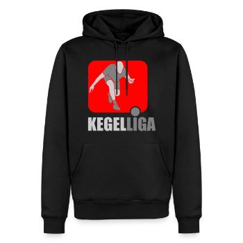 Kegel Liga | Farben änderbar - Männer Premium Bio Hoodie - Schwarz - Vorne - Nico (187cm)