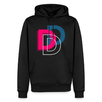 Lettre initiale D - Sweat à capuche Premium bio Homme - noir - Devant - Nico (187cm)