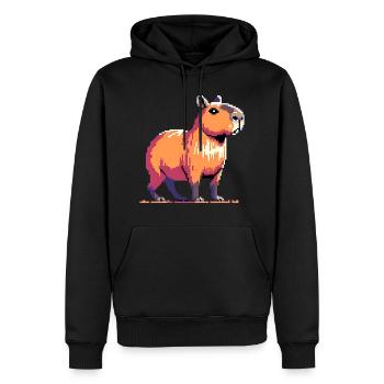 Geek Pixel Art Capybara - Sweat à capuche Premium bio Homme - noir - Devant - Nico (187cm)