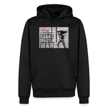 Faites de la vodka, pas la guerre - un soldat tire sur une bouteille de vodka - Sweat à capuche Premium bio Homme - noir - Devant - Nico (187cm)