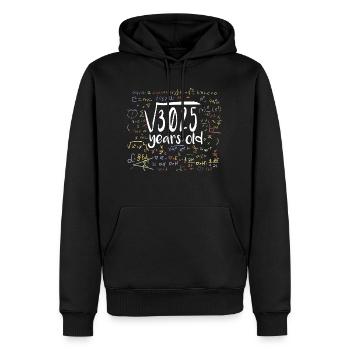 55th Birthday Square Root of 3025: 55 Years Old - Men’s Premium Organic Hoodie - black - Front - Nico (187cm)