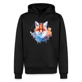 Aquarell Fuchs, Fuchs - Männer Premium Bio Hoodie - Schwarz - Vorne - Nico (187cm)