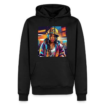 Cool Girl avec des écouteurs Graffiti Hip Hop Music - Sweat à capuche Premium bio Homme - noir - Devant - Nico (187cm)