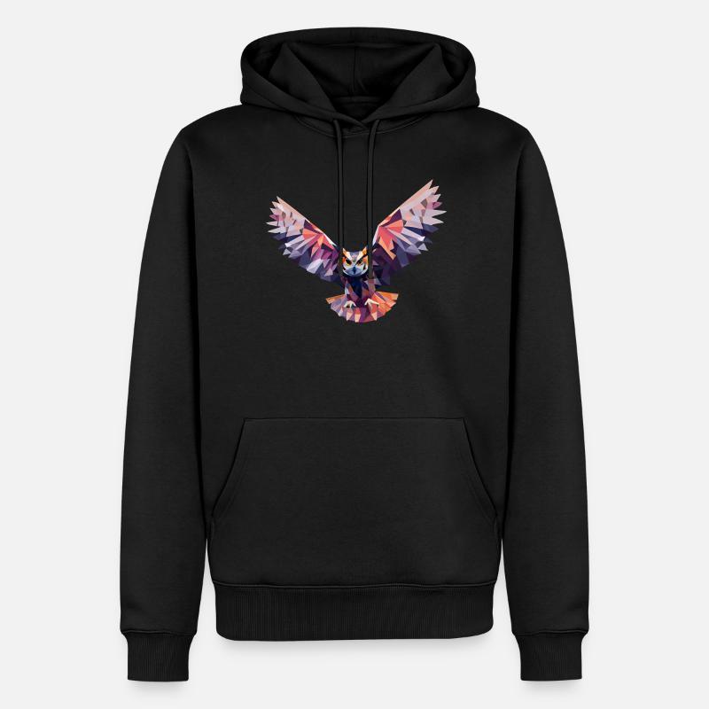 GEOMETRISCHE EULE, ABSTRAKTE EULENKUNST - Männer Premium Bio Hoodie - Schwarz