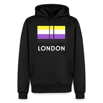 Non binary Pride Flag London - Men’s Premium Organic Hoodie - black - Front - Nico (187cm)