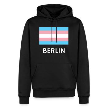 Trans Pride Flag Berlin - Men’s Premium Organic Hoodie - black - Front - Nico (187cm)