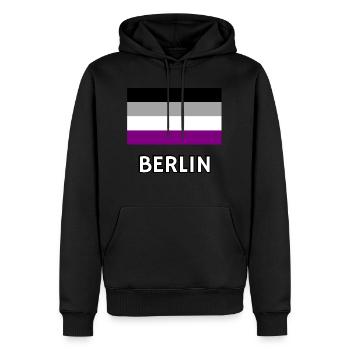 Drapeau de la fierté asexuelle Berlin - Sweat à capuche Premium bio Homme - noir - Devant - Nico (187cm)