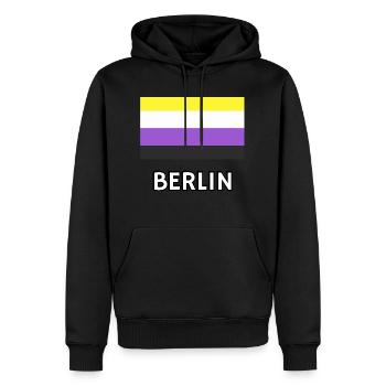 Non binary Pride Flag Berlin - Men’s Premium Organic Hoodie - black - Front - Nico (187cm)